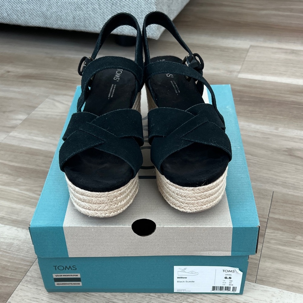 TOMS Women's Black Espadrille Sandals